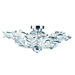 6 Light Flush Multi Arm Ceiling Light Chrome, Crystal, G9