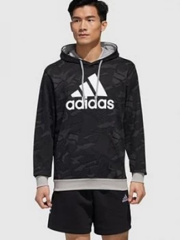 Adidas Essential All Over Print Hoodie - Black