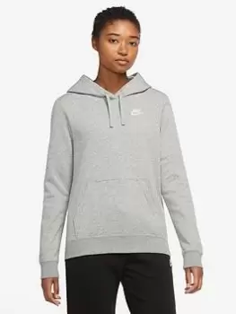 Nike NSW Club Fleece Overhead Hoodie - Dark Grey Heather, Size XL, Women