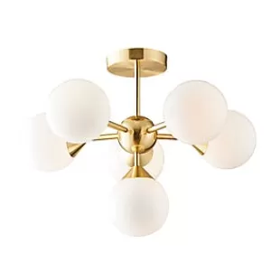 Vogue Elberton 6 Light 43cm Flush Chandelier Brass