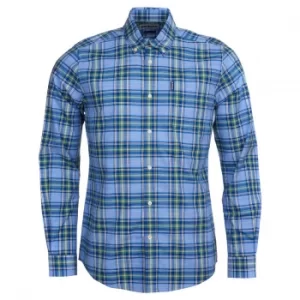 Barbour Mens Highland Check 26 Tailored Shirt Sky Blue Medium