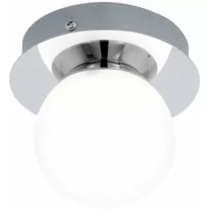 Loops - Wall Flush Ceiling Light Chrome & White Glass Opal Matt Bulb Shade LED 1x3.3W