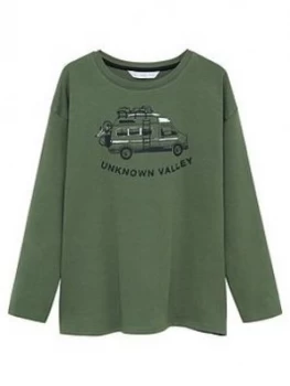 Mango Boys Camper Long Sleeve Tshirt - Khaki, Size 6 Years