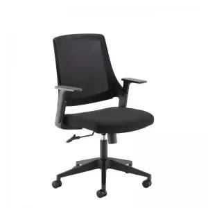 Duffy Black mesh back operator chair with Black fabric seat and black