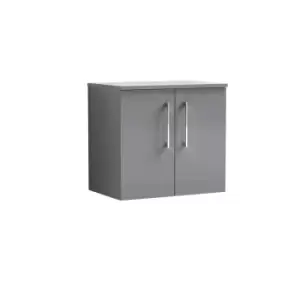 Nuie Arno 600mm Wall Hung 2 Door Vanity & Worktop Cloud Grey