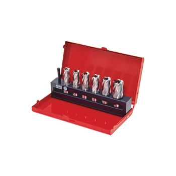 HSS Type Annular Mag Drill Hole Cutter Short - 6 Piece Set in Metal Case