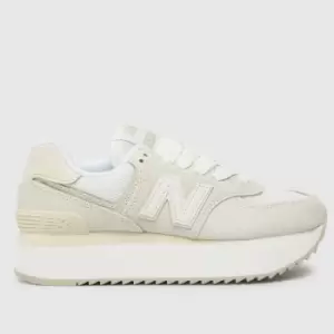 New Balance 574 wedge trainers in white & beige