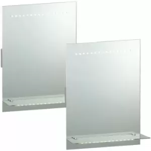 Loops - 2 pack IP44 LED Bathroom Mirror 50cm x 39cm Vanity Light Shelf & Shaver Socket