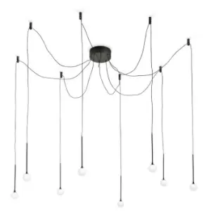 Ideal Lux Lighting - Ideal Lux lucciola 8 Light LED Cluster Pendant Ceiling Light Black, 3000K, Non-Dim