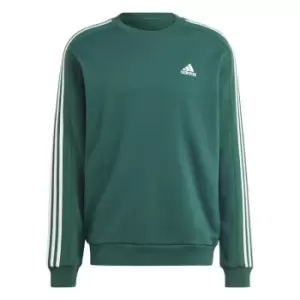 adidas Mens Crew 3-Stripes Pullover Sweatshirt - Green