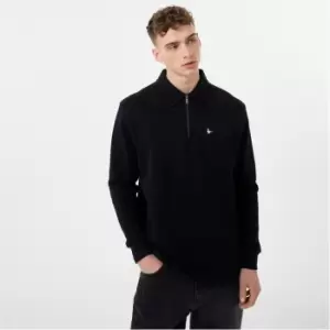 Jack Wills Quarter Zip Collar Sweater - Black