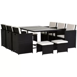 Outsunny Rattan Dining Set, 11 PC-Black