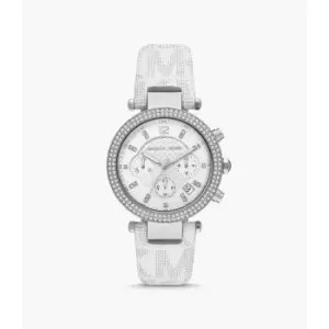 Michael Kors Womens Parker Chronograph Optic Pvc Watch - White