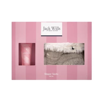 Jack Wills Slipper Socks and Body Lotion Gift Set - Pink