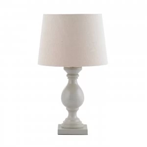 Table Lamp Ivory Linen Effect, Taupe Painted Wood, E14