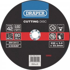 Draper Depressed Centre Metal Cutting Disc 230mm 3mm 22mm