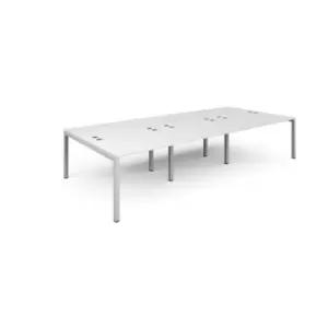 Bench Desk 6 Person Rectangular Desks 3600mm White Tops With White Frames 1600mm Depth Connex