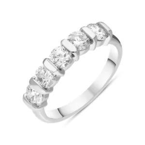 Platinum Diamond Five Stone Bar Set Half Eternity Ring