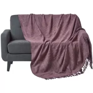 Nirvana Slub Cotton Mauve Throw, 255 x 360cm - Purple - Homescapes