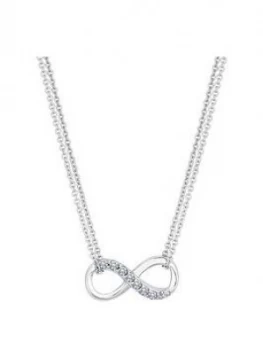 Simply Silver Sterling Silver Double Chain Cubic Zirconia Infinity Necklace