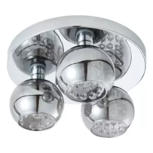 Spa Megara 3 Light Ceiling Light Decorative Crystal Smoke Glass and Chrome