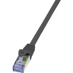 LogiLink CQ3093S RJ45 Network cable, patch cable CAT 6A S/FTP 10.00 m Black Flame-retardant, incl. detent