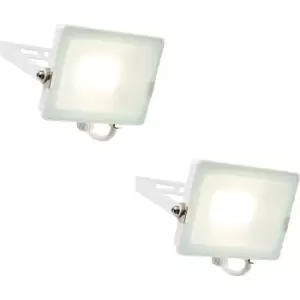 2 PACK Outdoor Waterproof LED Floodlight - 30W Cool White LED - Matt White