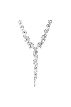 Rhodium And Cubic Zirconia Mixed Stone Bridal Necklace