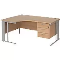 Dams International Left Hand Ergonomic Desk MCM16ELP3SB 1,600 x 1,200 x 725 mm