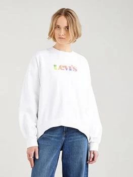 Levis Oversized Premium Logo Hoodie - White, Size L, Women