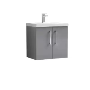 Nuie Arno 600mm Wall Hung 2 Door Vanity & Basin 1 Cloud Grey