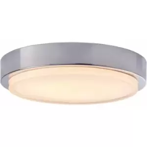 Flush Bathroom Ceiling Light IP44 Chrome Plate & White Glass 18W LED module