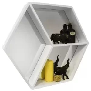 Techstyle Hexagon Wall Mounted Cube Storage Shelf With Mirror White