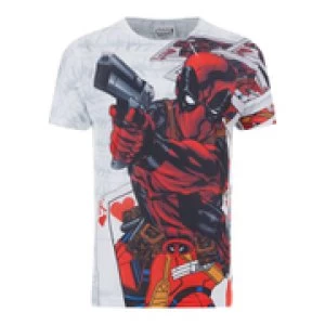 Marvel Mens Deadpool Cards T-Shirt - White - XL