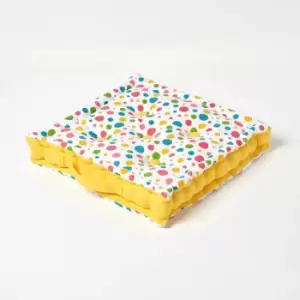 Homescapes - Cotton Multi Coloured Polka Dot Floor Cushion, 50 x 50cm - Multi Colour