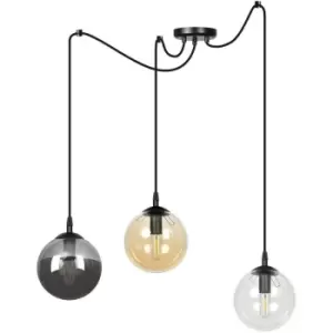 Emibig Gigi Black Glass Globe Cluster Pendant Ceiling Light with Clear, Graphite, Amber Glass Shades, 3x E14