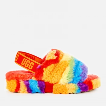 UGG Womens Fluff Yeah Pride Collection Slippers - Rainbow Stripe - UK 8