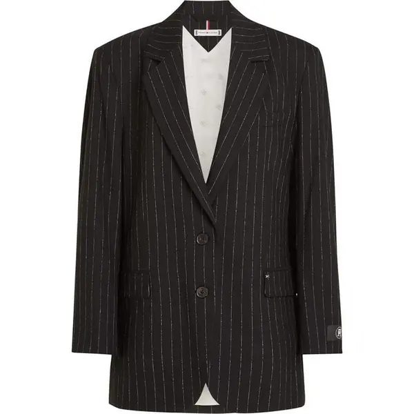 Tommy Hilfiger Oversized Prep Pinstripe Blazer - Black 8