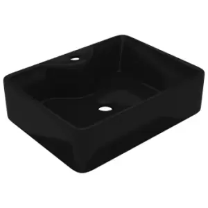 VidaXL Ceramic Square Bathroom Sink Basin with Faucet Hole - Black