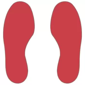 PVC floor markings, feet, 25 right / 25 left, pack of 50, red