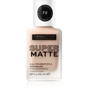 Revolution Relove Super Matte Foundation Long-Lasting Mattifying Foundation Shade F2 24 ml