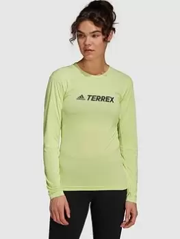 adidas Terrex Trail Longsleeve Tee, Lime Size M Women