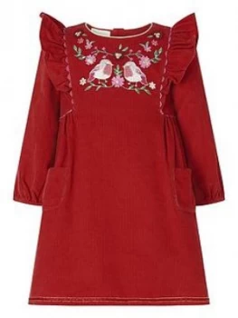 Monsoon Baby Girls Robin Cord Dress - Red