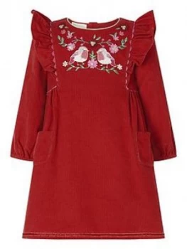 Monsoon Baby Girls Robin Cord Dress - Red, Size 6-12 Months