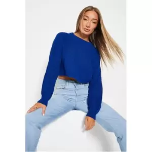 I Saw It First Crew Neck Cropped Jumper - Blue