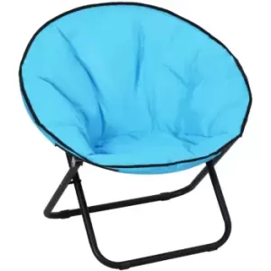 Outsunny Folding Saucer Moon Chair Oversized Padded Seat Round Oxford Blue - Blue