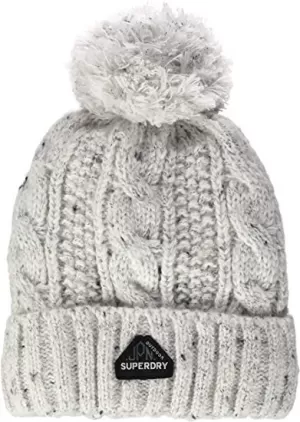 Superdry Womens Gracie Cable Beanie - Winter White Tweed