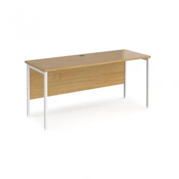 Office Desk 1600mm Rectangular Desk With H-Frame Leg Oak Tops With White Frames 600mm Depth Maestro 25