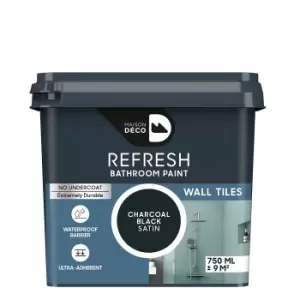 Maison Deco Refresh Bathroom Wall Tile Paint Charcoal Black - 750ml