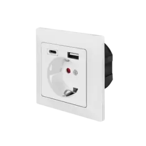 LogiLink Wall outlet 1 socket+ 1-port USB-A + 1port USB-C charger